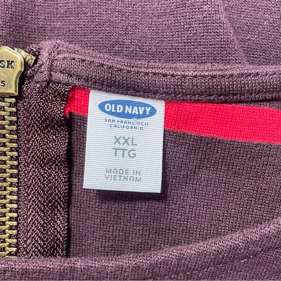 Old Navy Burgundy and Red Striped Midi Length Shirt Dress Women's Size XXL - Picture 3 of 8